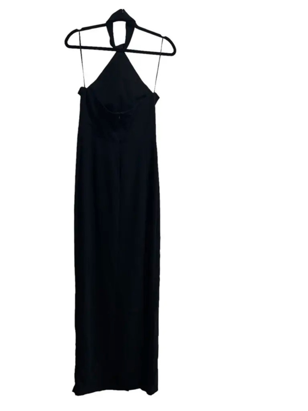 Amanda Uprichard Black Halter Neck Maxi Dress